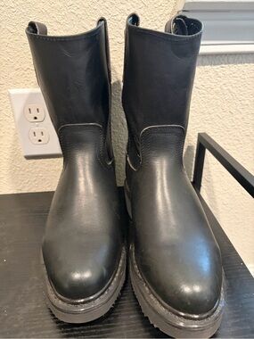 Black Leather Work Boots